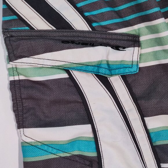 O'Neill board short men's size 34 grey white green stripes - Picture 8 of 12